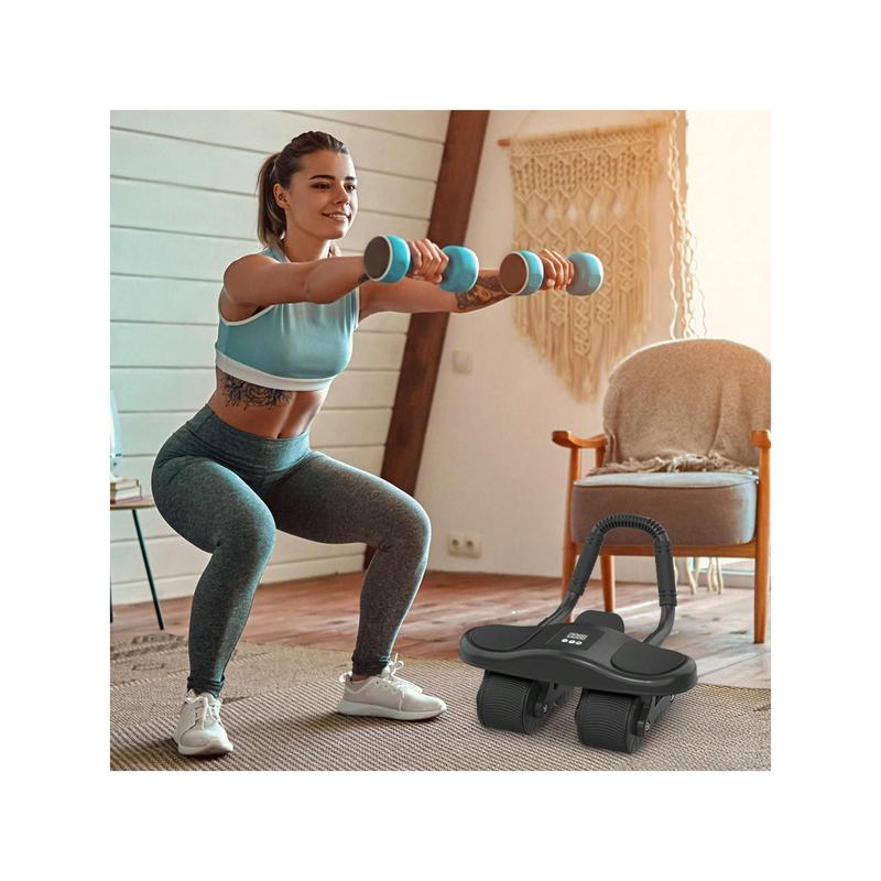 Ab Roller Wheel With 4 Wheel Elbow SupportAutomatic Rebound Abdominal Wheel, Ab RollerAbdominal Exercise With Knee Mat &Timer AbsWorkout Equipment Trainer Fitness