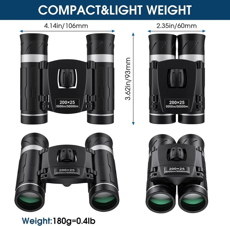 200x25 Compact Binoculars for Adults and , High Powered Mini Pocket Binoculars, Waterproof Small Binoculars for Bird Watching, Hunting, Concert, Theater, Opera, Traveling, Sightseeing