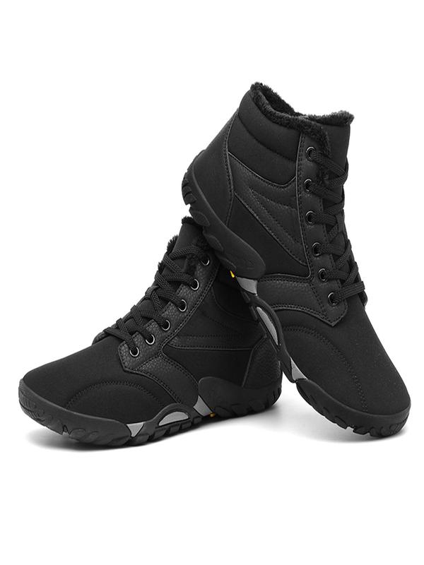 Men's Sporty Lace Up Hiking Boots, Casual Comfortable Warm Thermal Lined Outdoor Boots, Non-slip & Wear-resistant Sports Shoes for Outdoor Activities