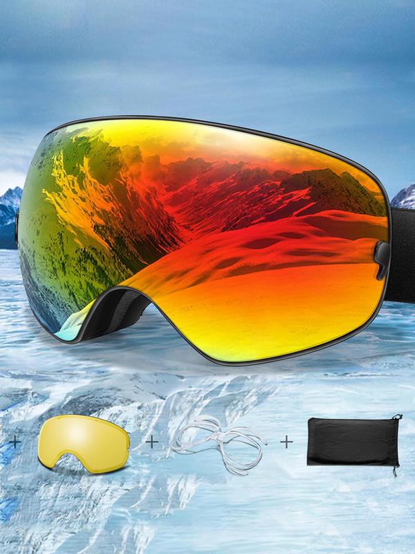 Unisex's Anti-fog Ski Goggles, Ski Goggles with Removable Lens & Storage Bag, Sporty Sunglasses for Skiing, Snowboarding, Snowmobile, Cycling