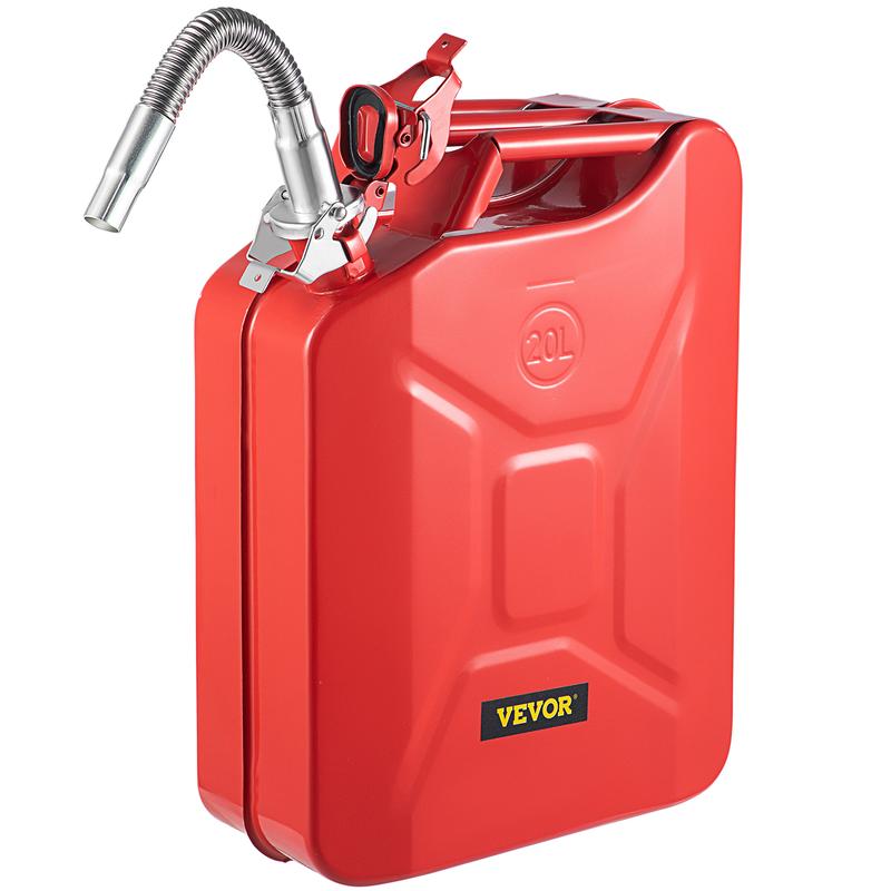 VEVOR Jerry Fuel Can 1 Piece, 5.3 Gallon   20 L Portable Jerry Gas Can with Flexible Spout System, Rustproof ＆ Heat-resistant Steel Fuel Tank for Cars Trucks Equipment, Red