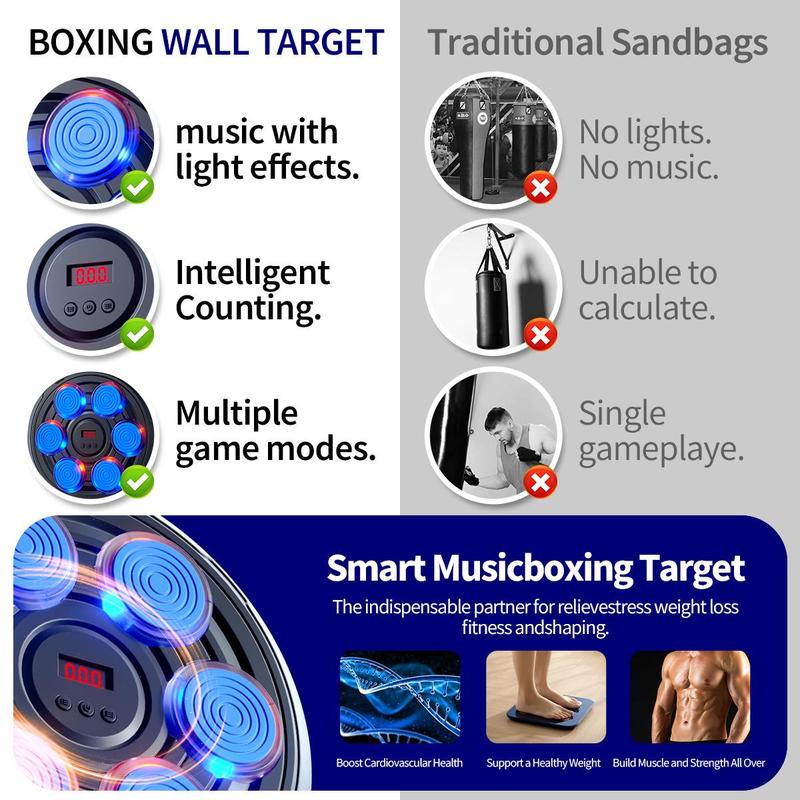 Smart Music Boxing Target, 1 Set Rechargeable Fitness Machine, Boxing Training Equipment, Arm Muscle Training Equipment for Home Gym