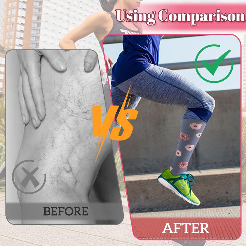 ANOTION 4 pack Nylon compression socks provide optimal support for women's circulation in running, Hiking and sports activities