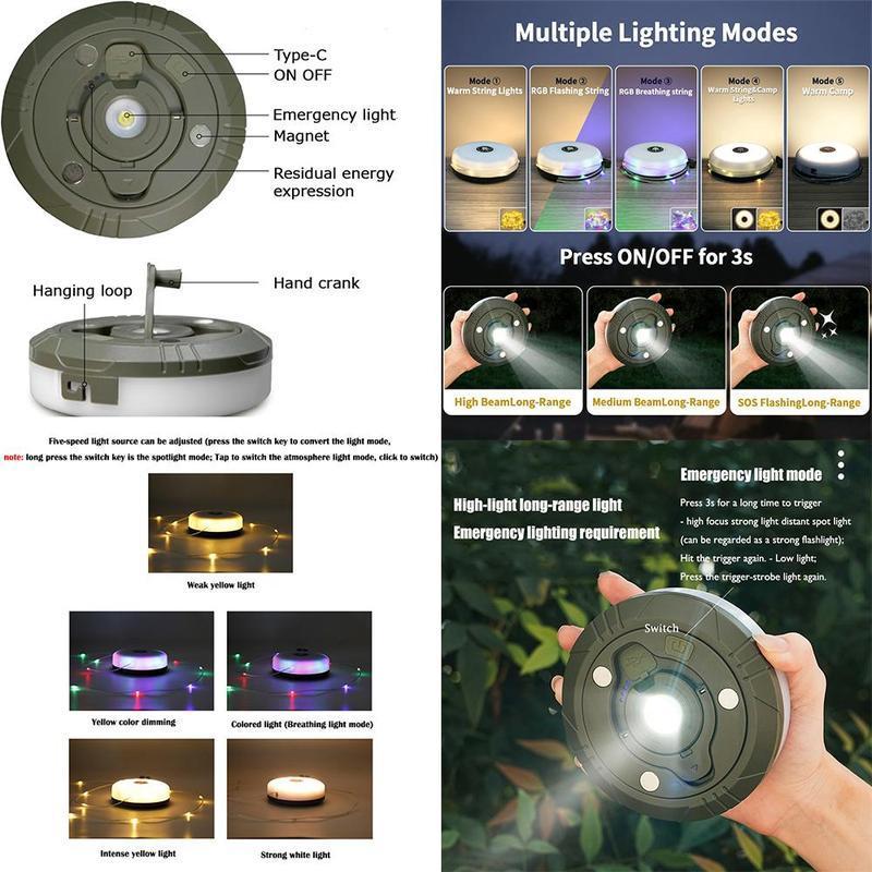 Christmas decorations Rechargeable Camping String Lights Outdoor Waterproof 2 in 1, Camping String Lights, Outdoor Portable String Lights, Retractable LED Tent Camping Rechargeable Fairy Tale Lights, Camping Decoration LED String Lights