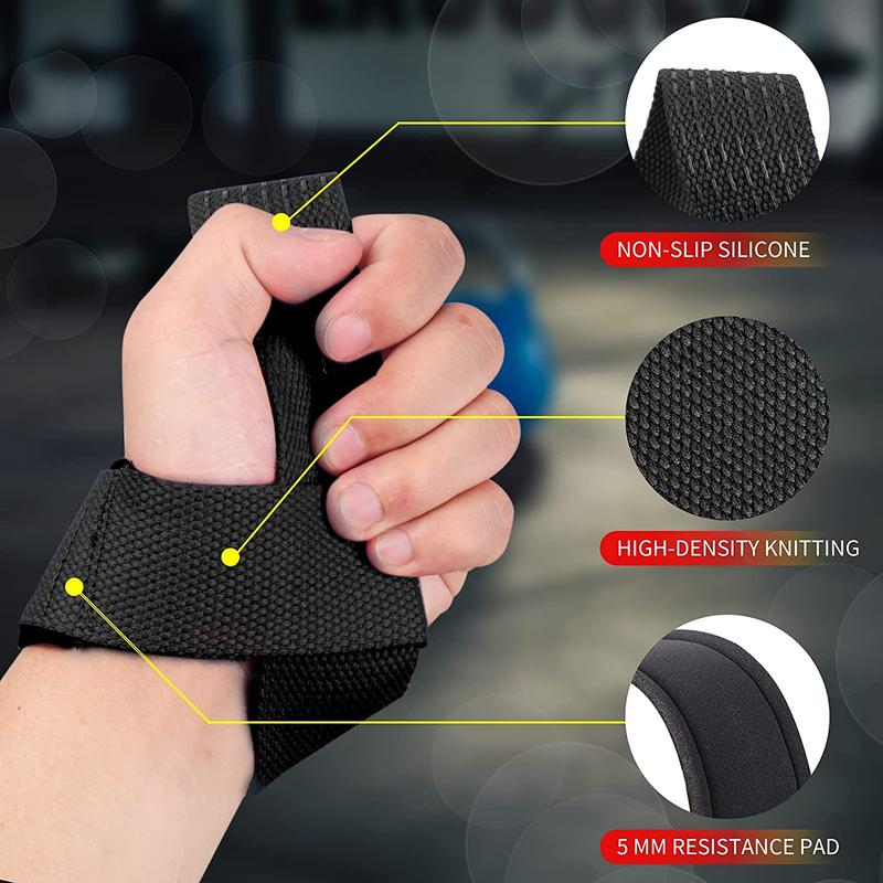 SKDK Cotton Hard Pull Wrist Lifting Straps Grips Band-Deadlift Straps with Neoprene Cushioned Wrist Padded and Anti-Skid Silicone - for Weightlifting, Bodybuilding, Xfit, Strength Training SKDK