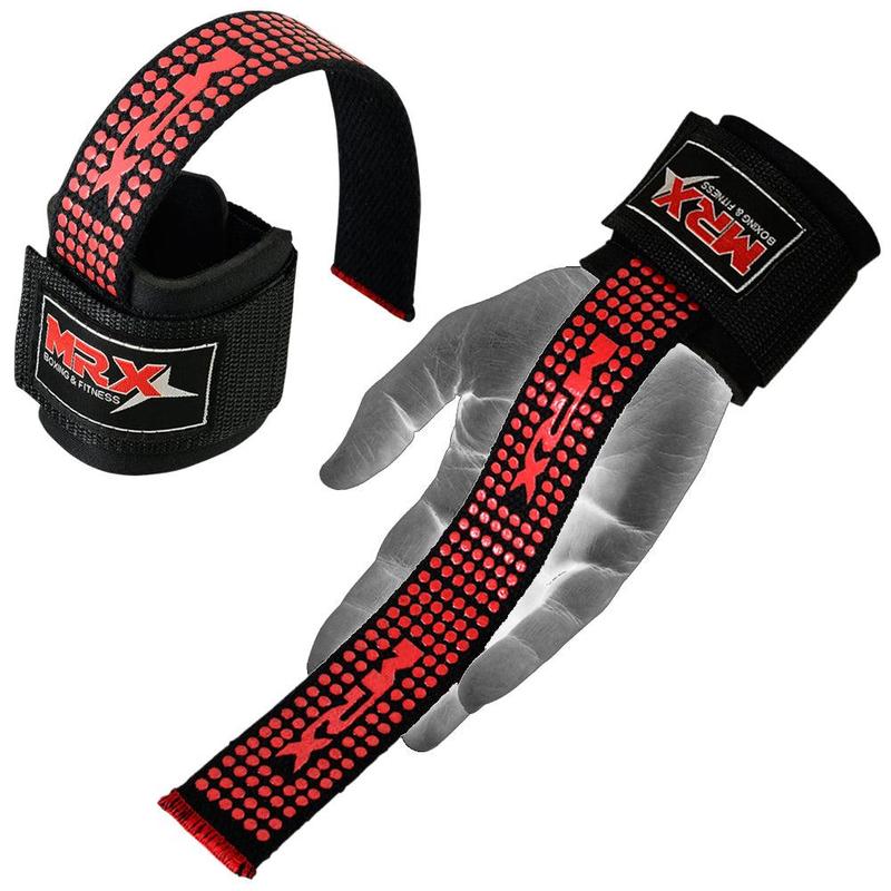 MRX Weight Lifting Bar Straps With Wrist Wraps Heavy Duty Bodybuilding Workout Gym Strap red universal sports wristbands