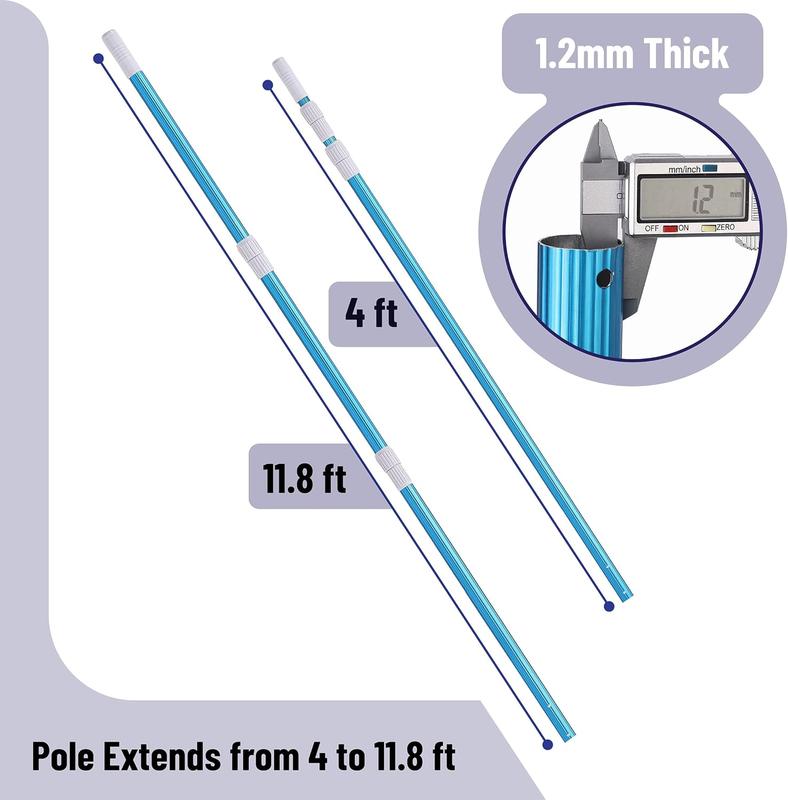 Telescopic Pool Pole, 12 Feet, Adjustable 3-Piece Expandable DesignThis versatile telescopic pole is perfect for pool cleaning, including use with pool brushes and other cleaning tools.