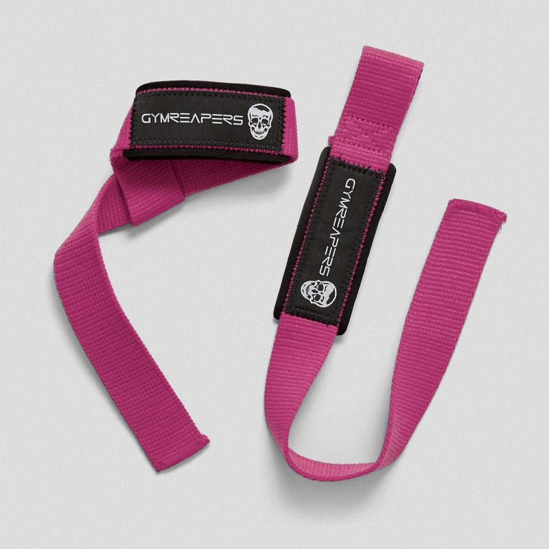 PINK Gymreapers Lifting Wrist Straps for Weightlifting, Bodybuilding, Powerlifting, Strength Training, & Deadlifts - Padded Neoprene with 18 inch Cotton