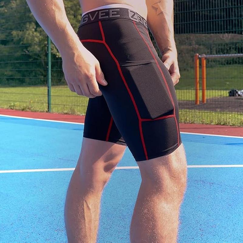 Men'S 3-Piece Compression Shorts With Pockets For Running, suitness, And Training Sports Basic Underwear