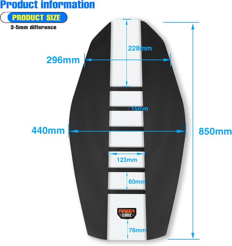 Universal Ribbed Dirt Bike Seat Cover - Gripper Soft Seat Cover for  Dirt Pit Bike  Black-White