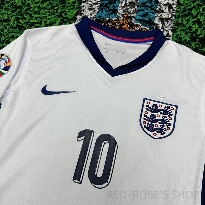 Nike Euro 2024 Team England Home White Jersey No. 10 Bellingham Short Sleeve Soccer Jerseys