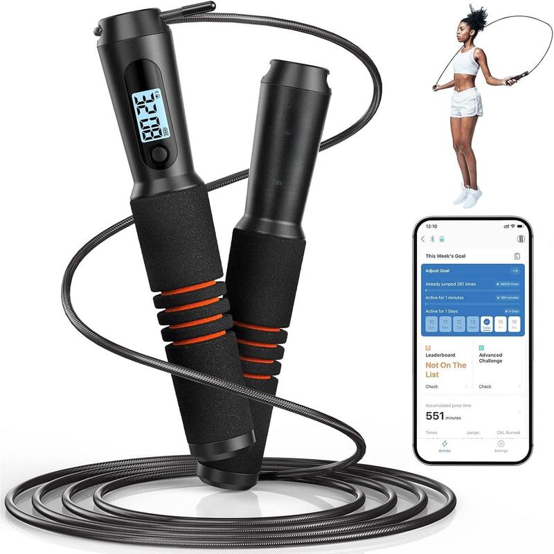 Jump Rope, Fitness Skipping Rope with APP Data Analysis, Workout Jump Ropes for Home Gym, Crossfit, Jumping Rope Counter for Exercise for Men, Women