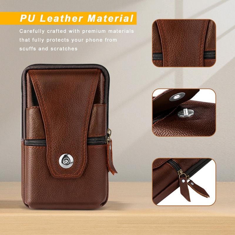 Cell Phone Waist Belt Holster Loop Pack Bag PU Leather Pouch Wallet