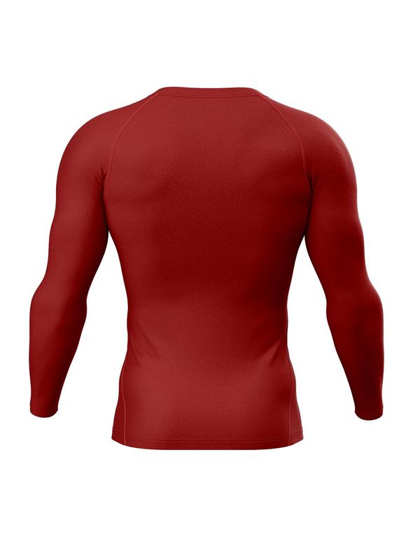 Men's Solid Color Round Neck Sports Tee, Quick Drying Breathable Long Sleeve Compression T-shirt for Running Basketball Football Training, Men's Sportswear for Spring & Fall