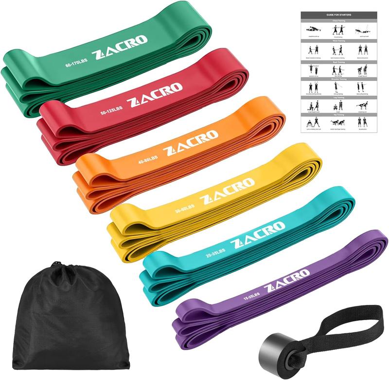 Resistance Bands, 6 Resistance Levels Pull Up Assistance Bands,  Heavy Duty Resistance Band Set with Door Anchor, for Working Out, Muscle Training, Physical Therapy, Yoga Pilates, Best Christmas Gifts for Men