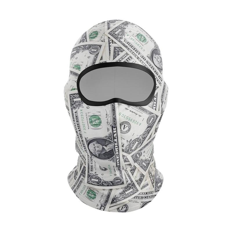 Dollar Pattern Balaclava Face Mask, Full Face Mask, Windproof Breathable Face Cover for Outdoor Skiing Cycling, Motorcycle Accessories