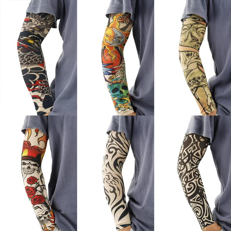 Tattoo Sleeves for Men, 12Pack Arm Sleeves Fake Tattoos Sleeves to Cover Arms Cooling Sun Protection Sleeves