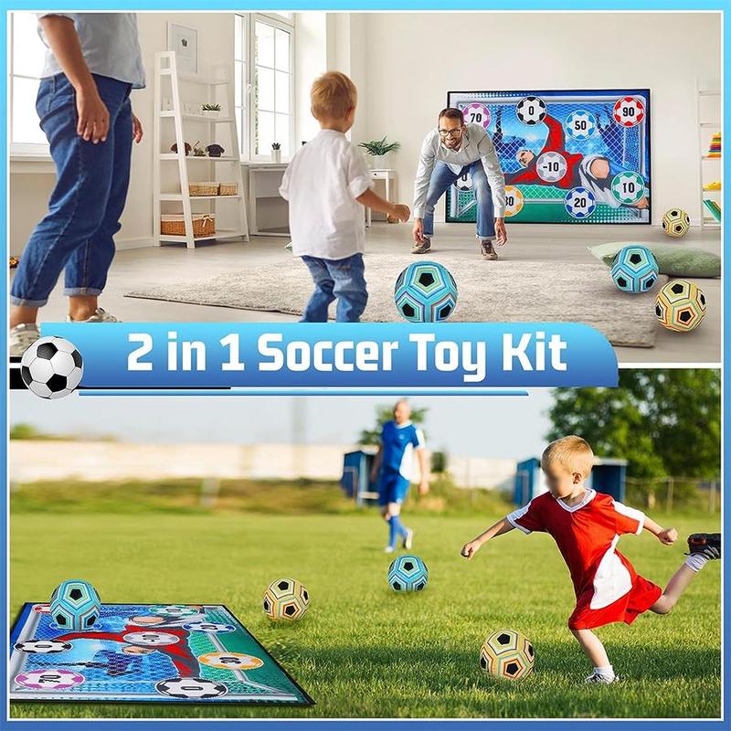 Soccer Game Kit, 1 Set Including 1 Soft and Safe Goalkeeper Style Fabric Soccer Ball with Scores, Ball, Cloth Band, Suitable for Indoor and Outdoor, Christmas Gift