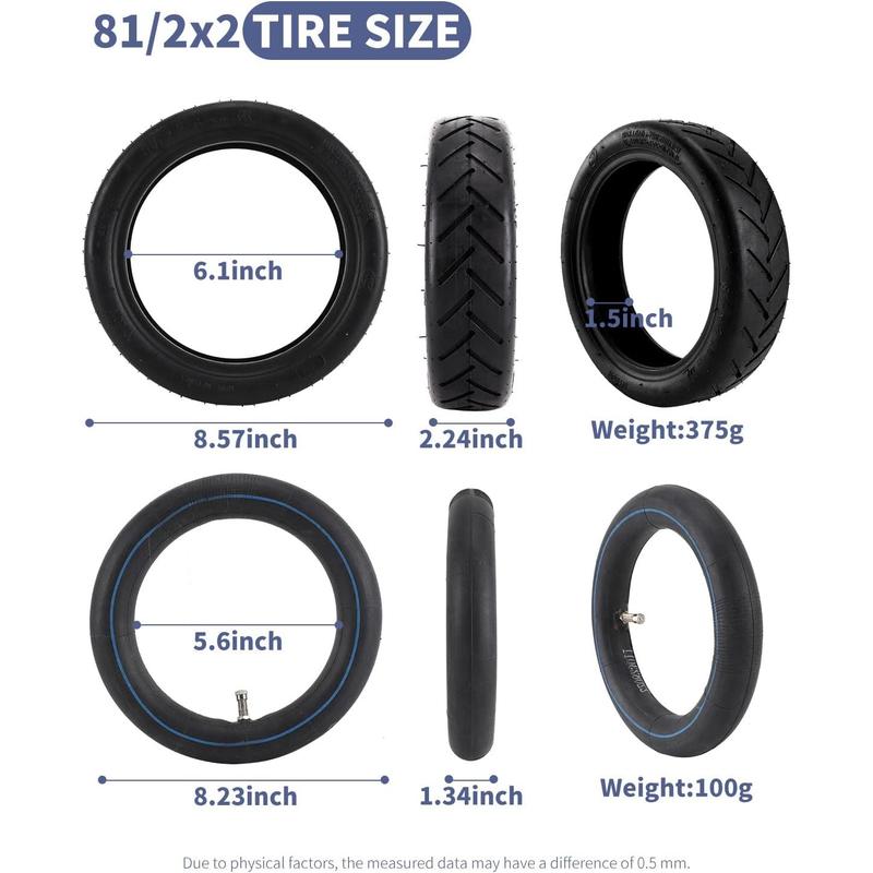 8.5 Inch Scooter Tire Tube,81 2x2 Scooter Replacement Tire for Gotrax Gxl V2 Xiaomi M365 Pro Razor Electric Scooter, 50 75-6.1Thicker Inflatable Scooter Replacement Wheels (Straight Valve Stem)