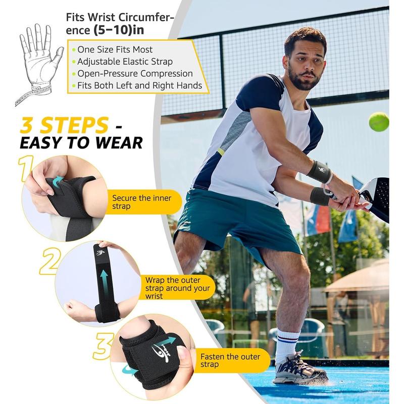 HiRui 2 PACK Wrist Compression Strap and Wrist Brace Sport Wrist Support for Fitness, Weightlifting, Tendonitis, Carpal Tunnel Arthritis, Pain Relief-Wear Anywhere-Unisex,Adjustable