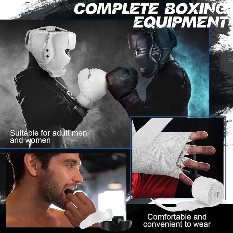 Hamoluxi  14 Pcs Boxing Set Including 2 Pair of 16 oz Boxing Gloves Headgear Helmet Boxing Hand Wraps Sport Mouth Guards