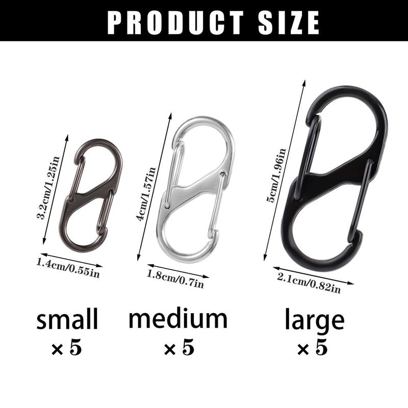 Lightweight S-shaped Double Head Spring Hook, 15pcs set Waterproof Durable Backpack Zipper Replacement Lock Buckle for Outdoor Hiking Fishing Camping