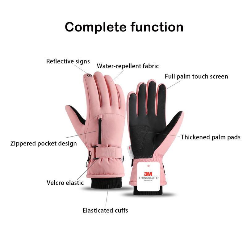 Winter Outdoor Sports Warm Gloves, 2 Counts Thickened Non-slip & Waterproof Touchscreen Gloves, Wrist Lengthened Wear-resistant Gloves for Fishing & Cycling