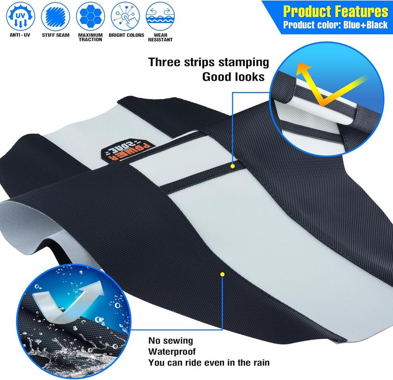 Universal Ribbed Dirt Bike Seat Cover - Gripper Soft Seat Cover for  Dirt Pit Bike  Black-White