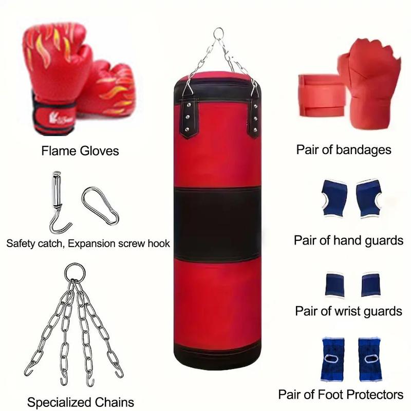 Boxing Sandbag Set, 1 Set Hanging Boxing Sandbag with Gloves & Accessories, Martial Arts Combat Training Sandbag Set, Training Equipment for Home Gym, Christmas Gift