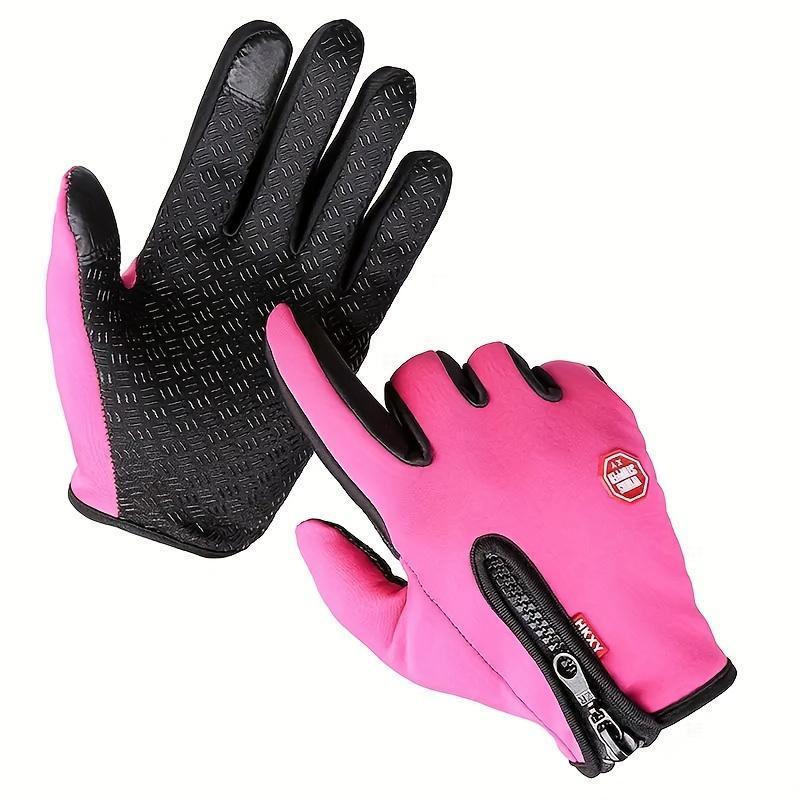 Winter Warm Gloves, Men's and Women's Outdoor Cycling Gloves, Warm Plush Lining for Sports, Fishing, Autumn Travel, Waterproof, Windproof and Non-slip Touch Screen Gloves