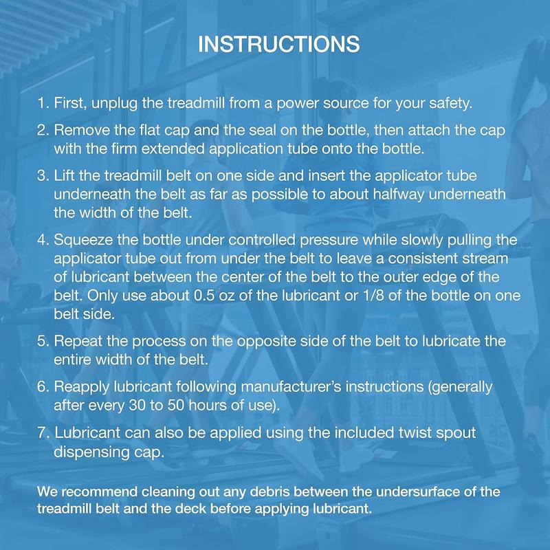100% Silicone Treadmill Belt Lubricant, 8 Ounces (2 Pack, 4 oz. Bottles) with Both Application Tubes and Twist Spout Caps - Controlled Lube Flow, Full Belt Width Lubrication - Odorless