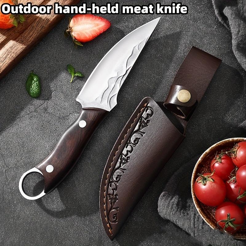 1pc Outdoor Handheld Meat Knife Multi functional Camping Knife High hardness Sharp Small Knife Meat Cutting Knife Fruit Knife Thickened Handmade Forged Small Knife