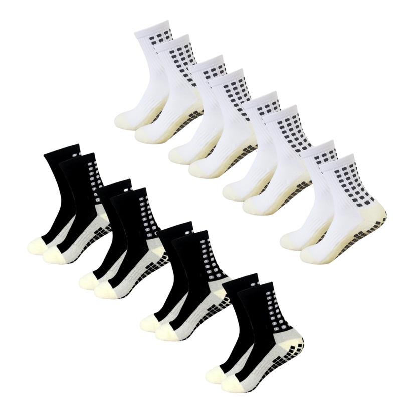 8 pairs of men's and women's football socks Anti-slip footbeds Football Basketball Sports Grip Socks