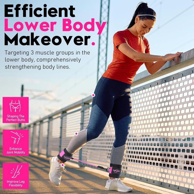 WALITO Ankle Resistance Bands with Cuffs, Ankle Bands for Working Out, Ankle Straps for Women, Exercise Bands for Legs and Butt, Booty Workout Equipment for Kickbacks Hip Fitness Training