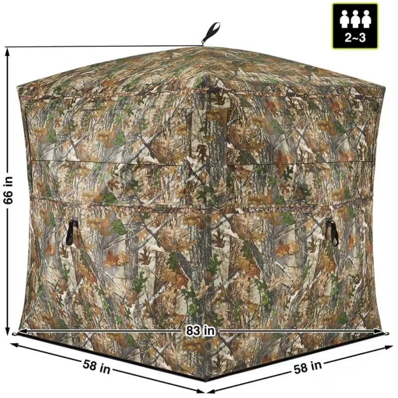 TIDEWE Hunting Blind See Through with Carrying Bag, 2-3 Person Pop Up Ground Blinds 270 Degree, Portable Resilient Hunting Tent for Deer & Turkey Hunting