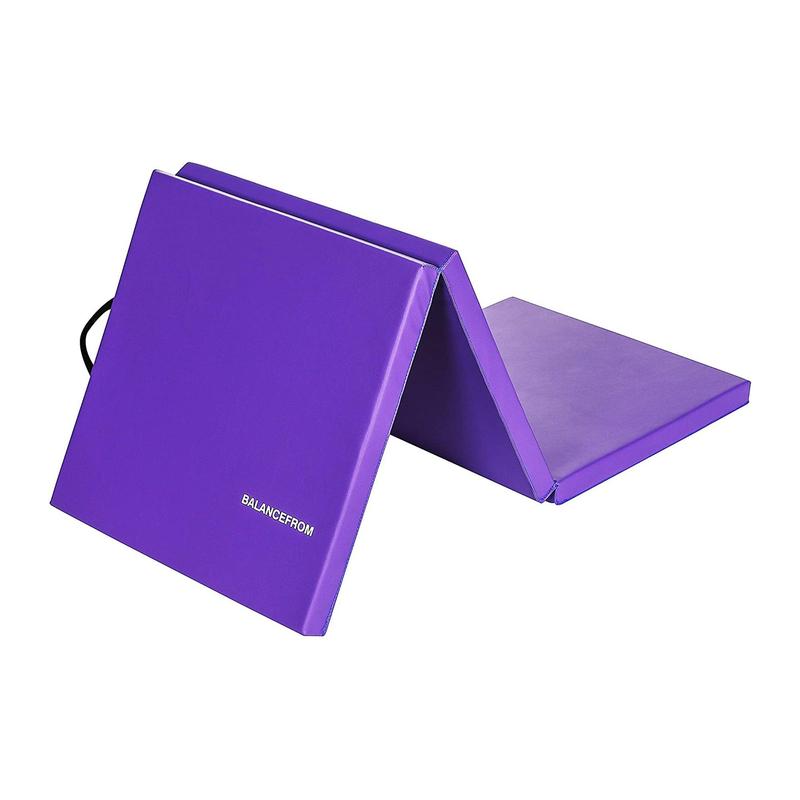 BalanceFrom Fitness GoGym 6x2ft Folding 3 Panel Exercise Mat w Handles, Purple