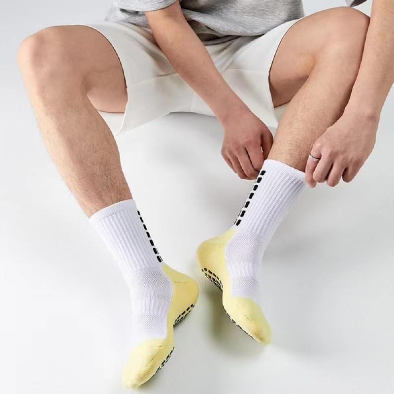 Men's  Socks 6 Pairs Mens Soccer Socks Grip Non-Slip Football Baseball Soccer Socks for Women Men's  Anti Slip Grip Pads Sports Athletic Socks