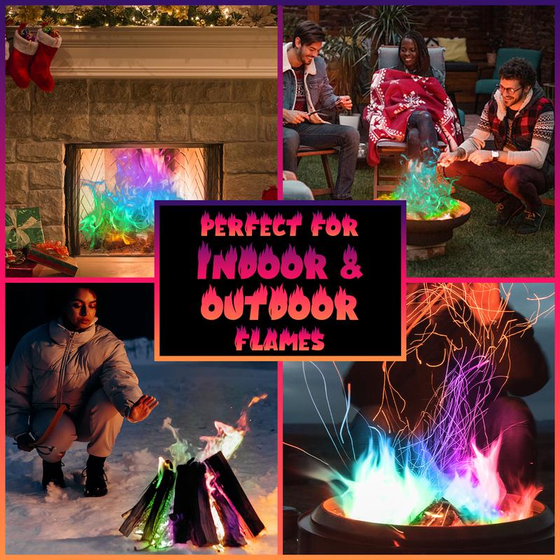 HGD Magical Flames Fire Color Changing Packets for Campfires, Fire Pit, Outdoor Fireplaces - Camping Essentials for Kids & Adults