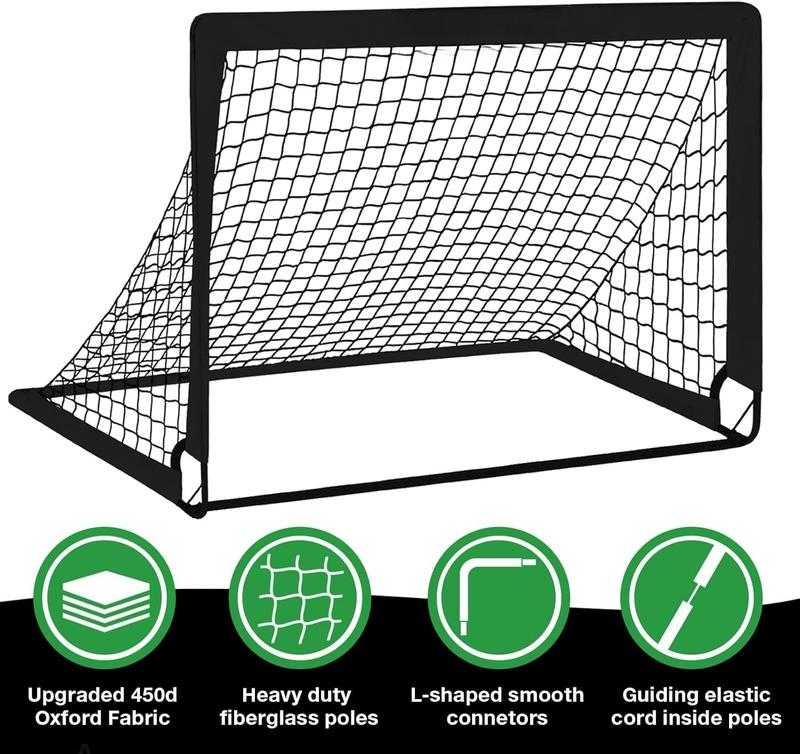 2 Pack 4' x 3' Soccer Goal Net Set, Pop Up  Practice Soccer Goals for Indoor and Outdoor.Portable Soccer Net with Carrying Bag & Ground Pegs,  for Backyard, Field, Court