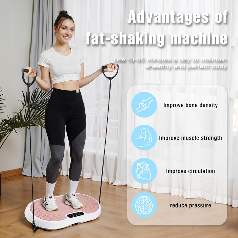 PHAGATT Vibration Plate Exercise Machine, 120 Level Vibration Adjustment, 2 Fitness Resistance Bands, Body Relaxation