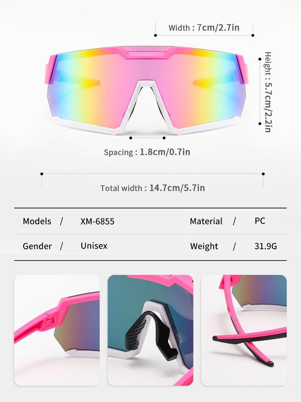 Unisex Colorblock Windproof Sports Sunglasses, Sandproof UV Protection Sports Goggles, Sports Eyewear for Men & Women