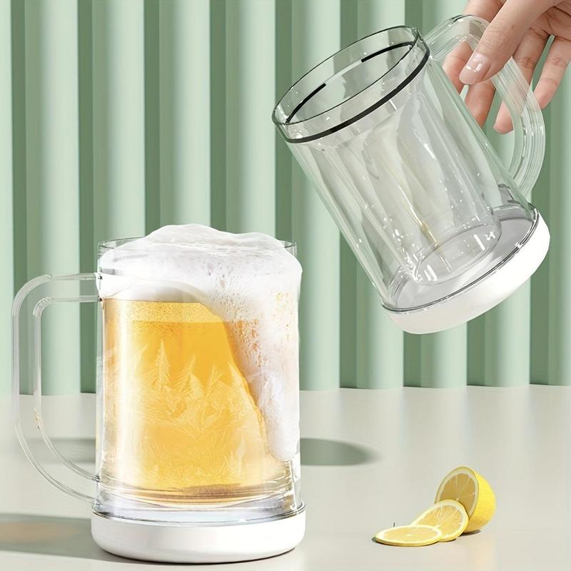 2 in 1 Beer Glass with Built-in Ice Cube Maker, 1 Count Multifunctional Beer Cup, Outdoor Tableware for Camping & Hiking