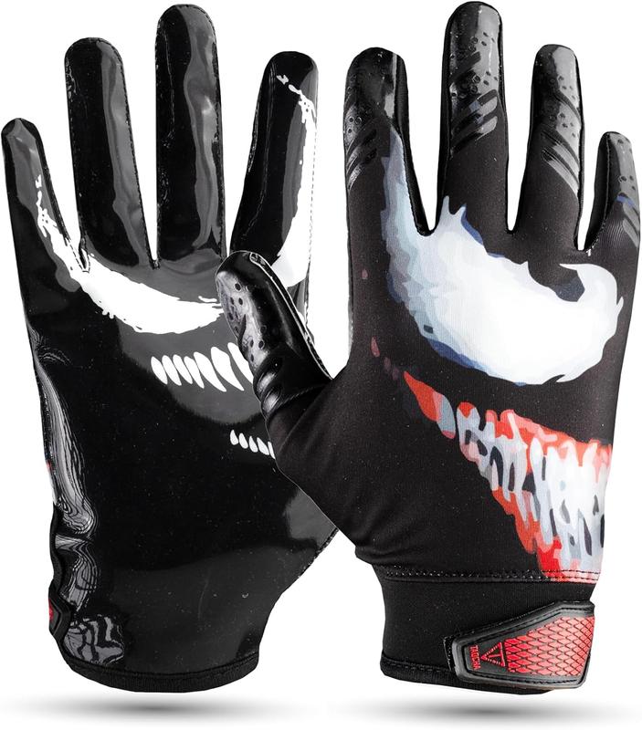 Villain Football Gloves - Enhanced Grip, Lightweight Performance Gloves for Receiver & Lineman -  for Youth & Adults in All Weather Conditions (Multiple Colors & Sizes) (Adult Sizes)