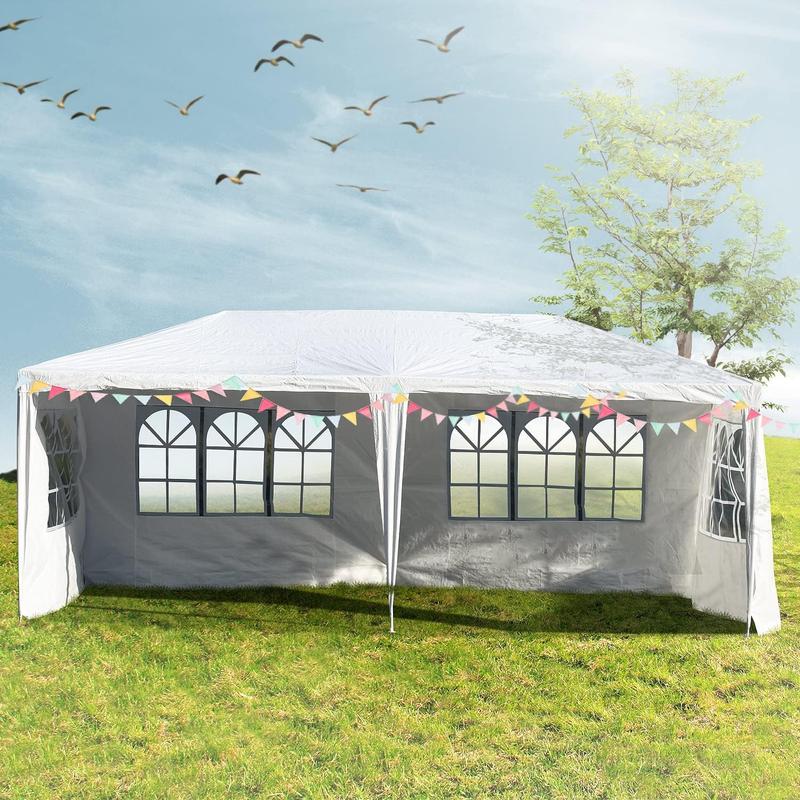 Canopy Tent, 10'x20' Patio Gazebo,Wedding Party Tent,Heavy Duty Canopy Pavilion with 4 Removable Sidewalls for Outdoor Backyard Wedding BBQ Camping(White)