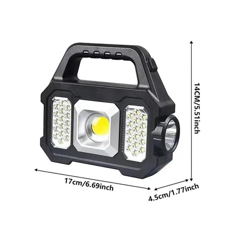 Portable Rechargeable Solar LED Light, Waterproof Handheld Flashlight with Handle, USB Rechargeable Solar Light for Outdoor Camping, Hiking