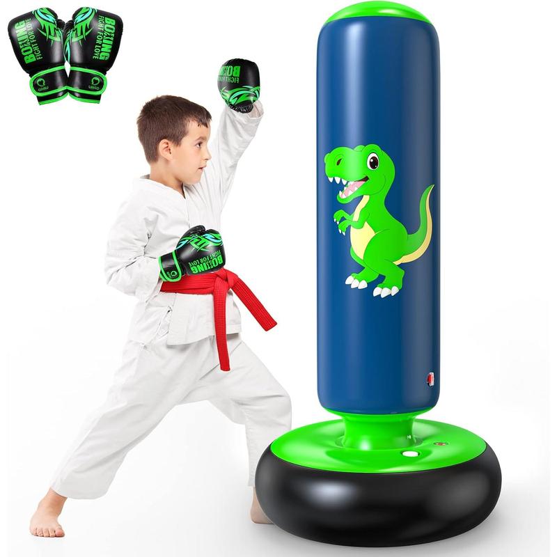 Inflatable Punching Bag, 48 Inch  Inflatable Boxing Bag for 3-6 ,Dinosaur  & Gifts for Boys and Girls,  Boxing Set for Practicing Karate, Taekwondo