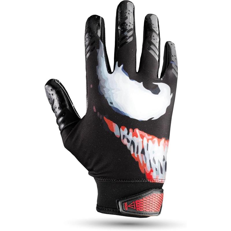 Villain Football Gloves - Enhanced Grip, Lightweight Performance Gloves for Receiver & Lineman -  for Youth & Adults in All Weather Conditions (Multiple Colors & Sizes) (Adult Sizes)