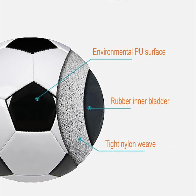 Soccer Ball Size 2,3,4,5 with Pump Needle Classic White Black Thicker PU Tight Weaved Suitable for Youth Boy League Game Trainning Practice or Gift