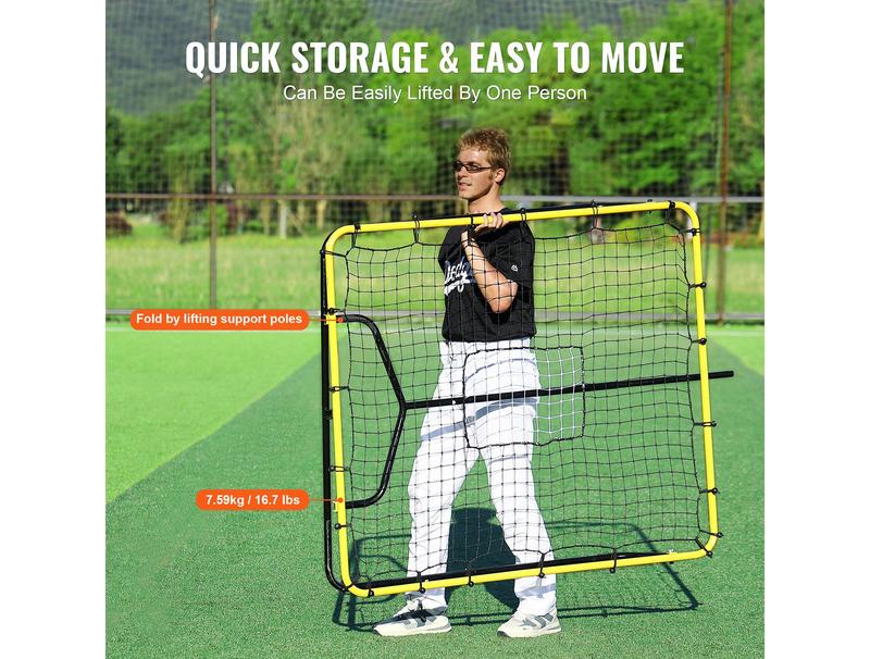 VEVOR Baseball & Softball Rebounder Net 4x4.5 Ft, Adjustable Pitch Back