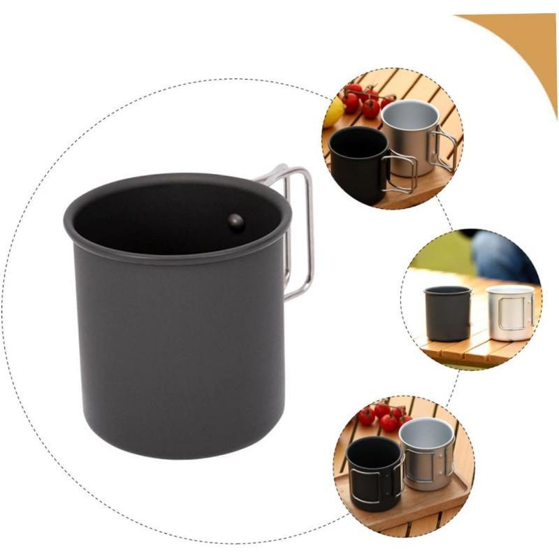 Portable Folding Water Cup, 1 Count Stainless Steel Coffee Cup with Handle, Camping Kitchenware for Outdoor Camping Hiking